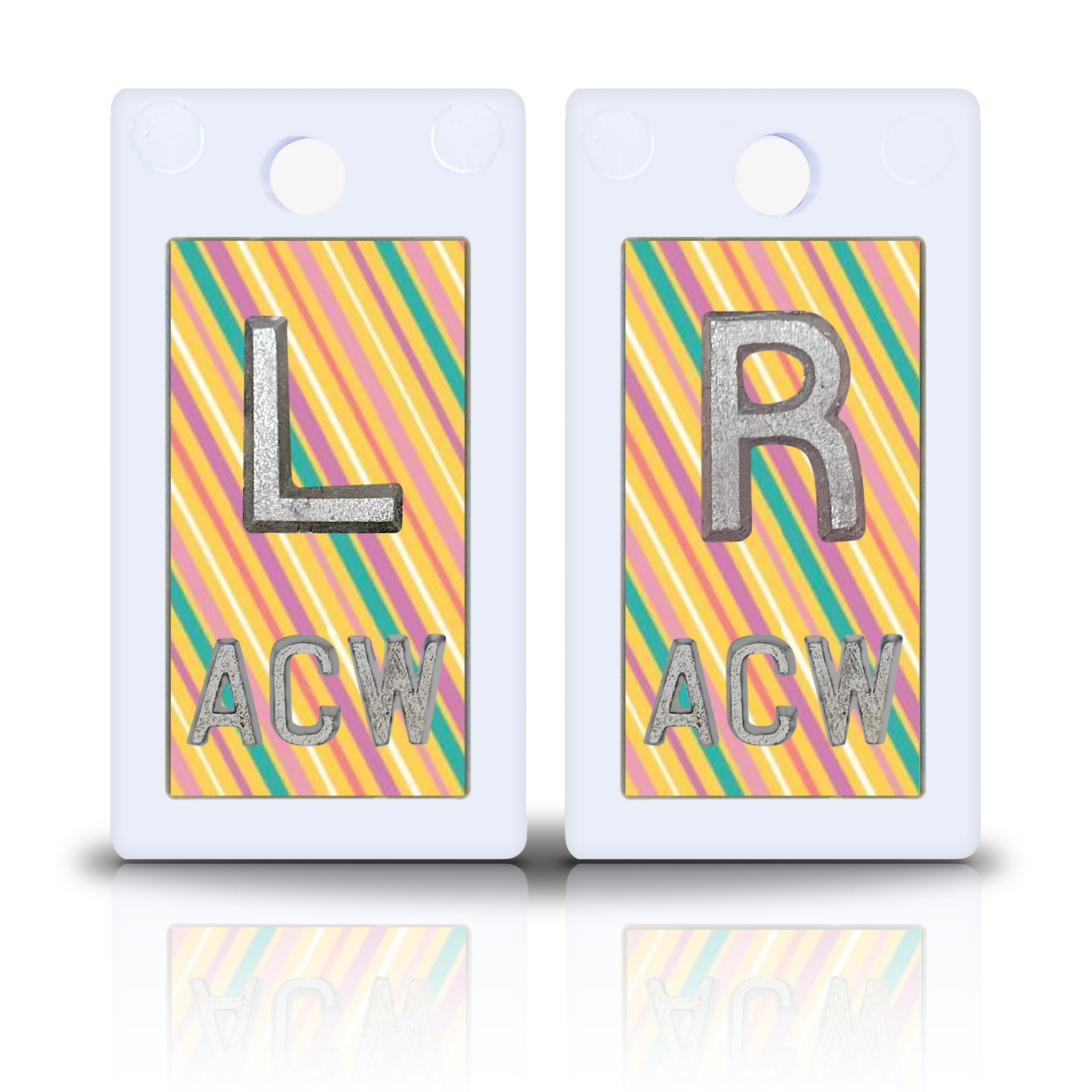 1 5/8" Plastic Lead Xray Markers with 3 Initials, Easter Stripes